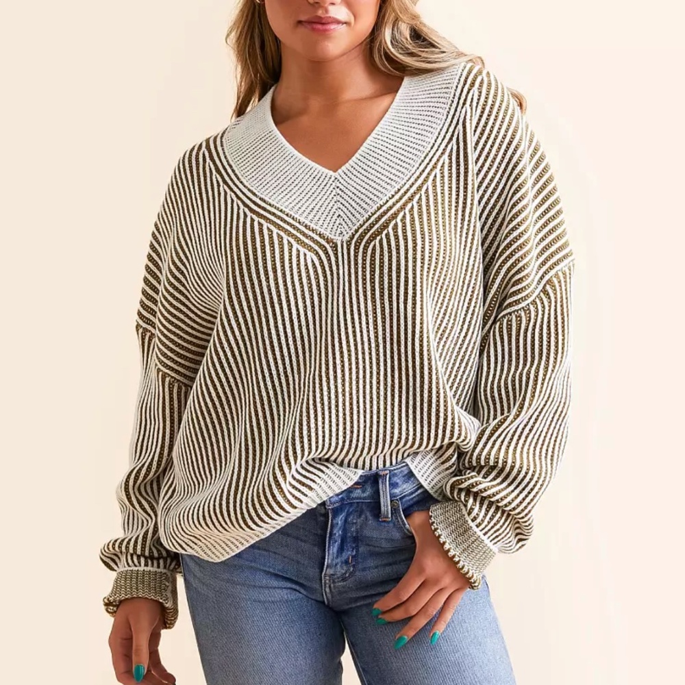 Hyfve Olive Cream Plated Sweater
